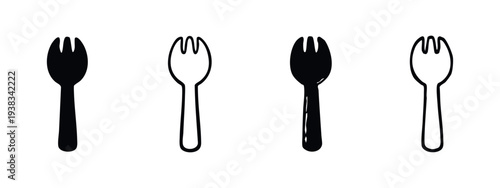 Hand-drawn Spork Icon Set