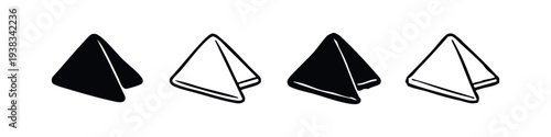 Folded Napkin Icon Set in Flat and Outline Styles