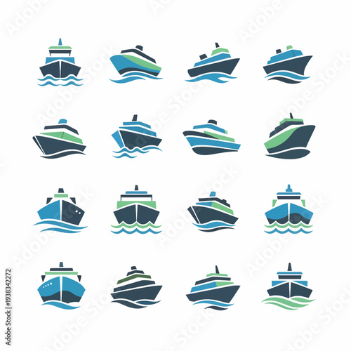 Set of Cruise Ship Icons