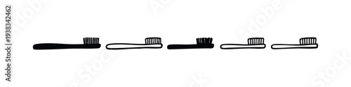 Toothbrush Vector Icons Set - Dental Hygiene and Oral Care Symbols in Black and White
