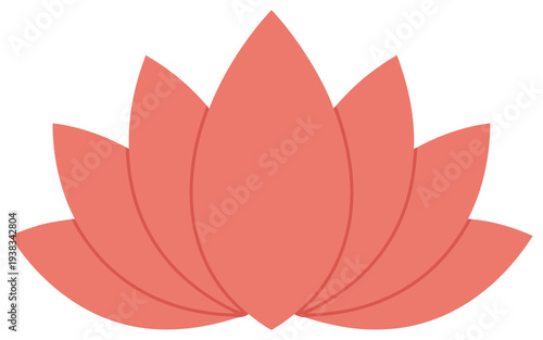Lotus flower minimal flat vector symbol with symmetrical petals and smooth shape