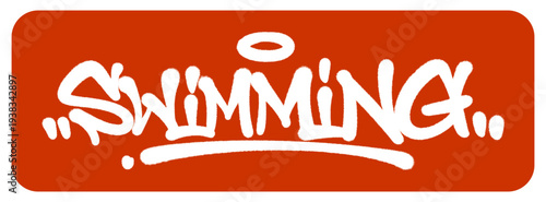 Fluid Swimming Graffiti Tag Representing Speed and Endurance in the Water with a Bold Urban Aesthetic.