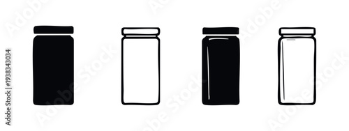 Thermos Bottle Drink Flask Vector Icon Set. Insulated Beverage Container Illustration.