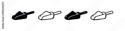 Material Scoop Shovel Vector Icon Set. Ingredient Measuring Tool Illustration.
