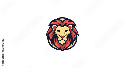 Lion head logo with mane.