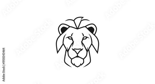 Lion head outline drawing closeup face.