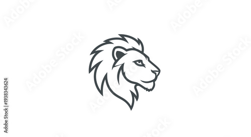 Lion Head Simple Line Art Illustration.