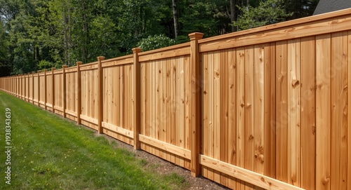 A striking cedar wood fence marking the limits of a private property