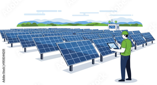 Man inspecting solar panel equipment.
