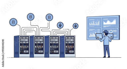 Man interacting with large computer screen.