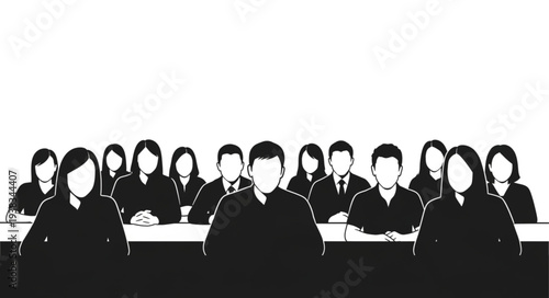 Group of People Sitting Together Silhouette.