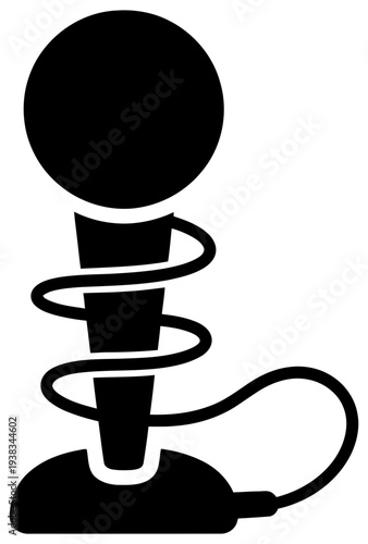 Microphone icon with cable representing audio recording broadcasting podcasting and voice communication
