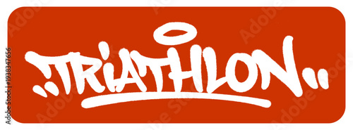 Triathlon Graffiti Tag Highlighting Endurance and Multi Sport Performance with a Bold Handcrafted Street Art Look.