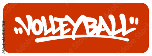 Dynamic Volley Ball Graffiti Tag Capturing the High Energy Spirit of Team Sports with Urban Spray Paint Vibes.
