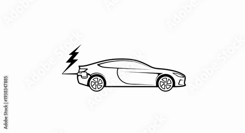 Electric car charging with lightning bolt symbol