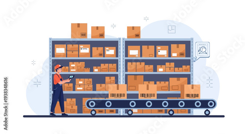 Man transporting boxes on a cart.