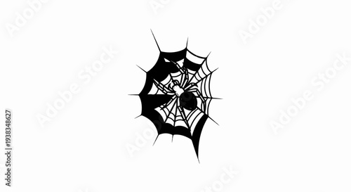 Detailed illustration of a spider resting on its intricate web
