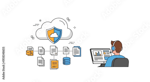 Man wearing headset at computer desk.