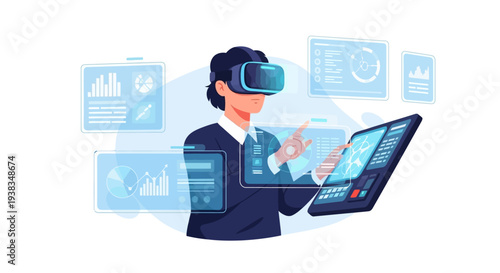 Man Wearing Virtual Reality Headset.