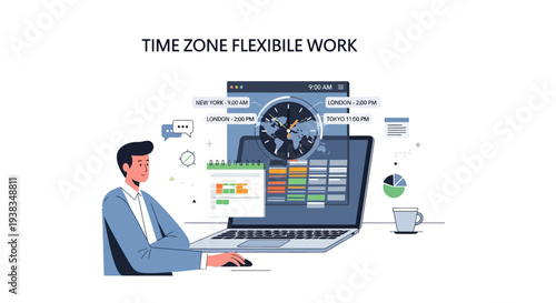 Man working on laptop computer remotely.