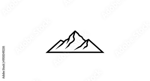 Mountain Range Simple Line Drawing Icon.