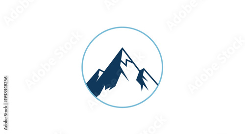 Mountain Peaks Silhouette Inside Circle Logo Design.