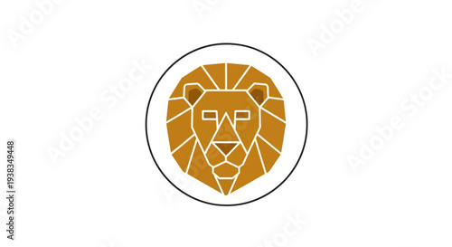 Orange Shield Logo with Geometric Design.