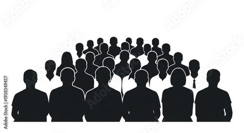 Silhouettes of People Standing Together.