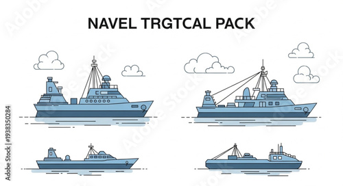 Navy Tactical Ship Set Illustration.