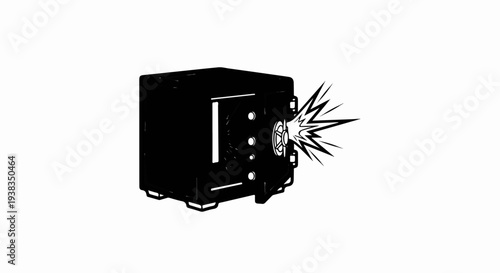 Exploding safe with starburst graphic