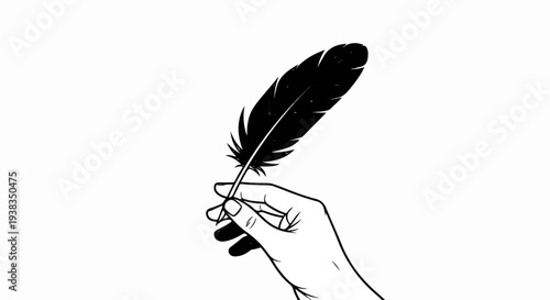Hand holding a quill pen, symbolizing writing and creativity