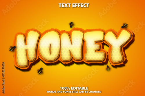 Yellow color honey word text effect with cracker style editable text