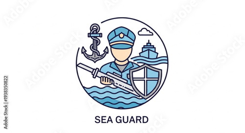 Sea Guard Logo Illustration Design.