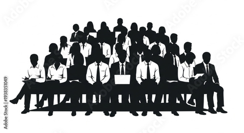 Silhouetted Business People Meeting Team.