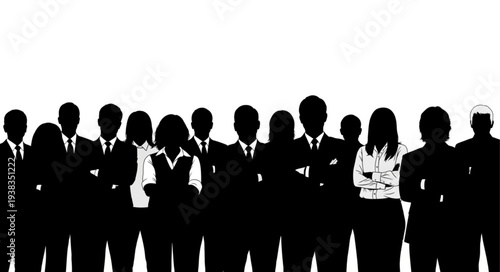 Silhouetted Business Professionals Standing Together.