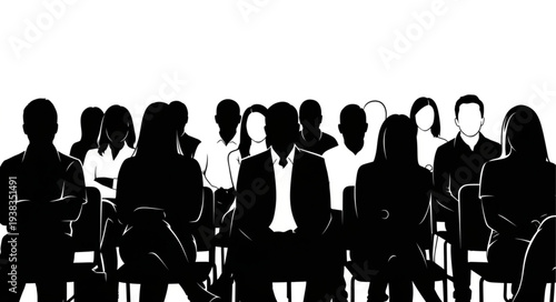 Silhouetted People in a Meeting.