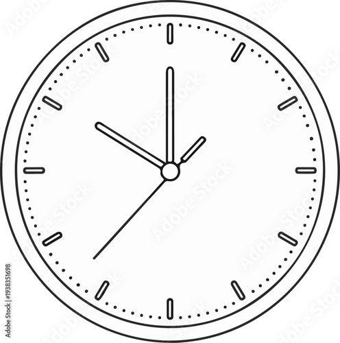 Simple line art drawing of a round analog clock face