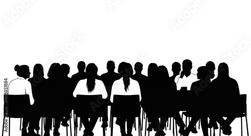 Silhouetted People Sitting Around Table.