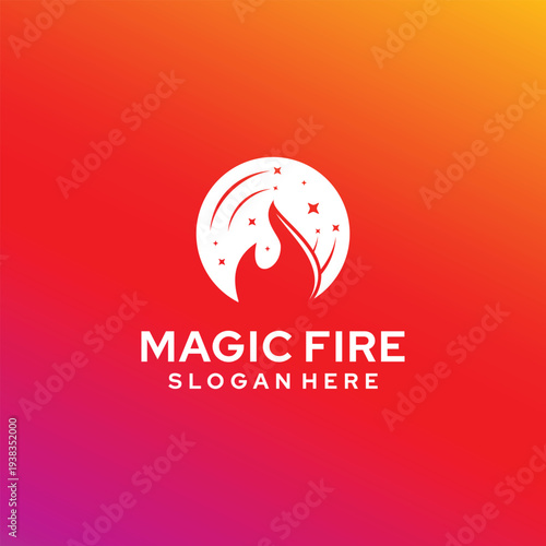 Magic Fire Logo Design with a Bright Gradient Background.