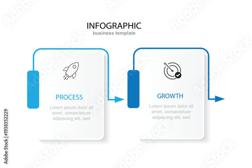 2 stage infographic diagram with long rectangle box waterfall business presentation vector