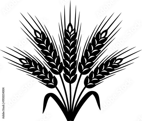 Wheat ears sheaf with stems and awns silhouette