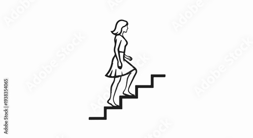 Stylized illustration of a person climbing steps