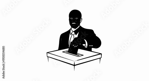 Man in suit casting ballot into a box