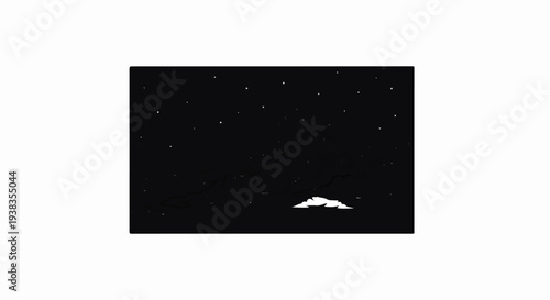 Starry night over mountains with a snowy peak and clouds