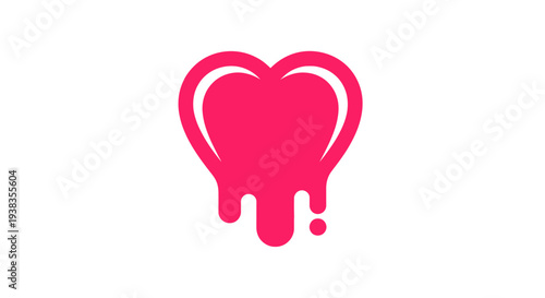Pink heart shaped tooth icon.