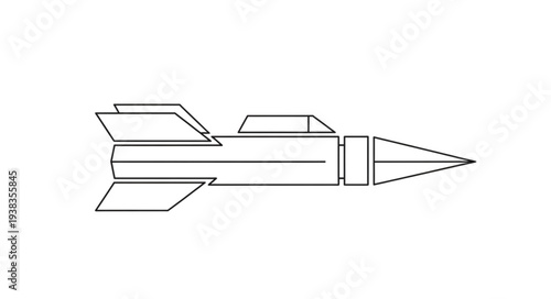 Simple Line Drawing of Missile.