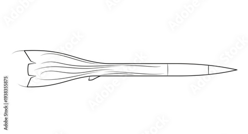 Simple Line Drawing of Missile.