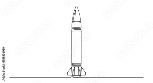 Simple Line Drawing of Rocket.