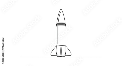 Simple Line Drawing of Rocket.