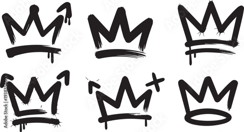 Crown icon set in urban street art style